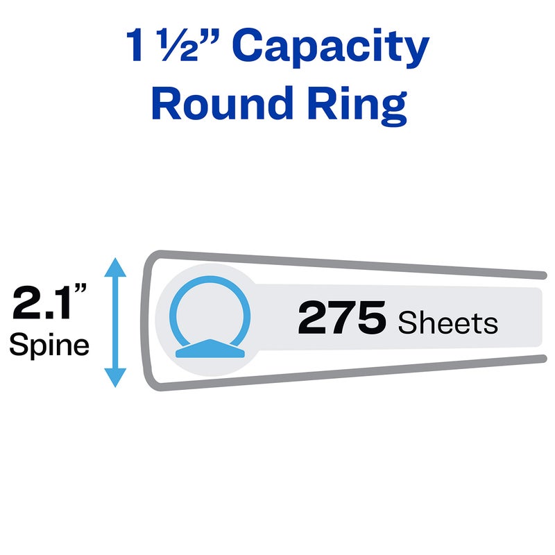 Avery Economy View 3 Ring Binder, 1.5"" Round Rings, 1 White Binder (05770) - Image 2